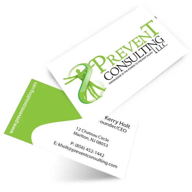 Prevent Consulting, a physical therapy copmany, business cards.