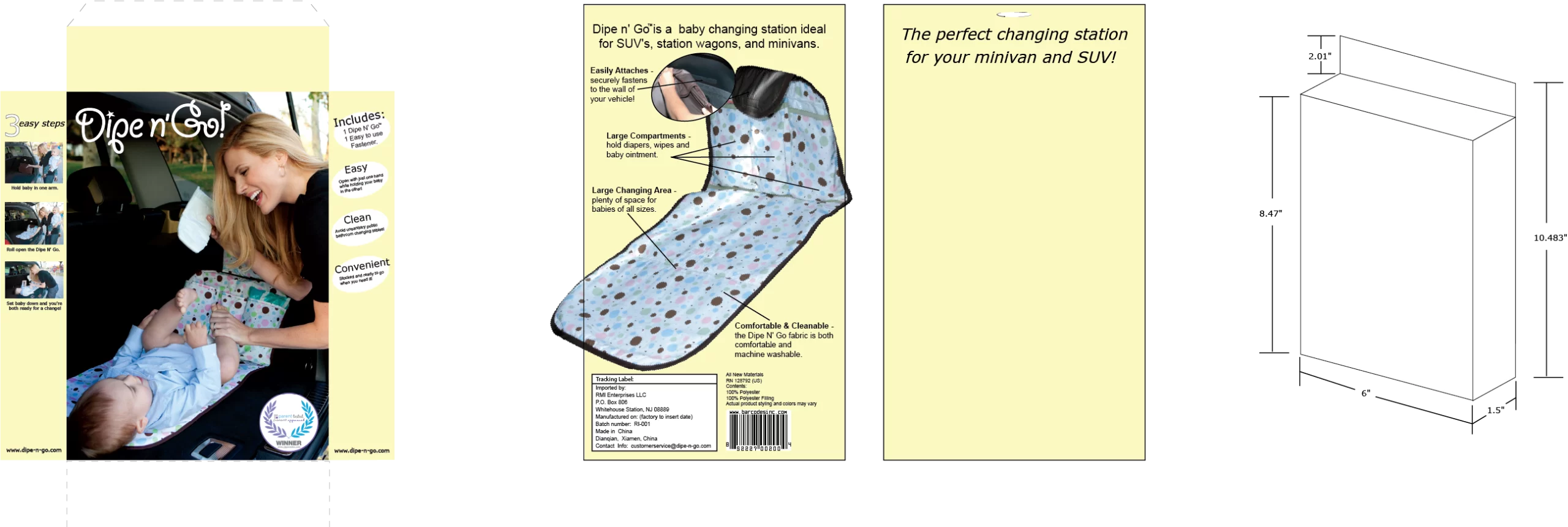 Dipe-N-Go diaper changing station packaging